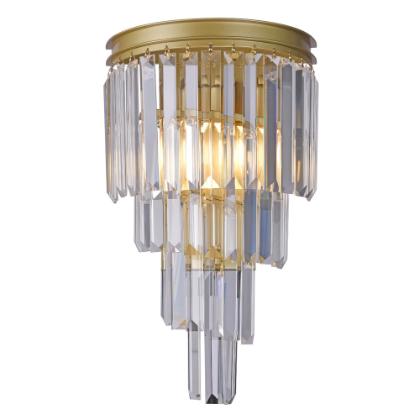 Arandela De Aluminio Cristal 2 Lâmpadas E14 25cm Dourada - Bronzearte