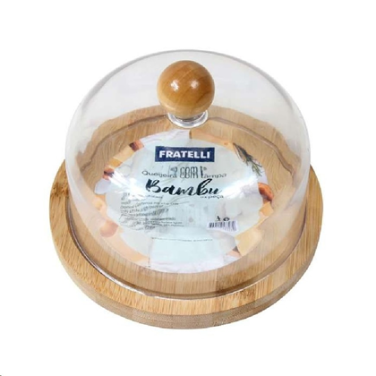 Queijeira Com Tampa Bambu 14cm Marrom Claro - Euroquadros