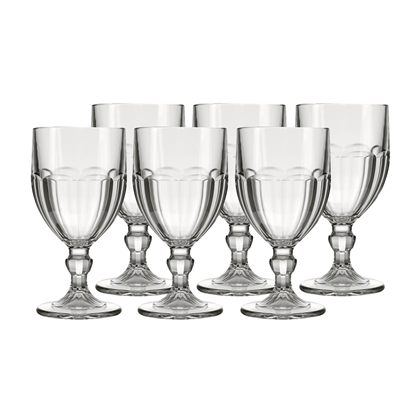 Jogo Taça De Vidro Para Água 340ml 6 Peças Transparente - Nadir