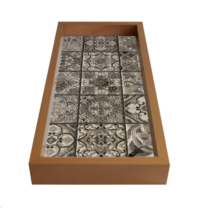 Bandeja Lavabo 15x30cm Mdf Vidro Geométrica Dourada - Kapos