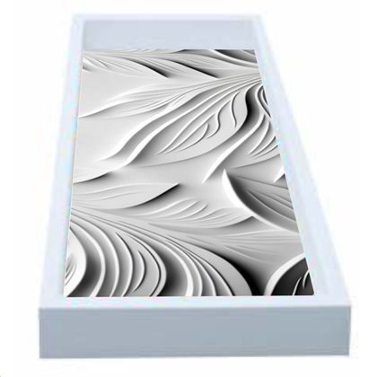 Bandeja Lavabo 15x30cm Mdf Vidro Relevo Coração De Leão Branco - Kapos