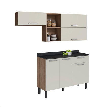 Kit De Cozinha Itatiaia Armário Aéreo E Balcão Vegas Off White