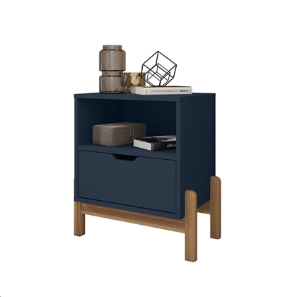 Mesa Cabeceira Antares 52x58cm 1 Gaveta Azul Cobalto - Casa D