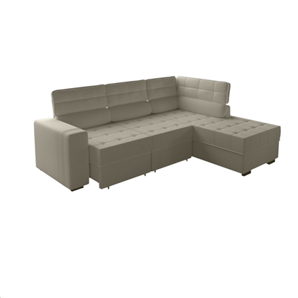 Sofá Chaise 4 Lugares 250x90cm Lado Esquerdo Bege - Phormatta
