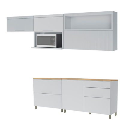 Kit Cozinha Marquesa 4 Portas 5 Gavetas Em Mdf Branco - Nesher